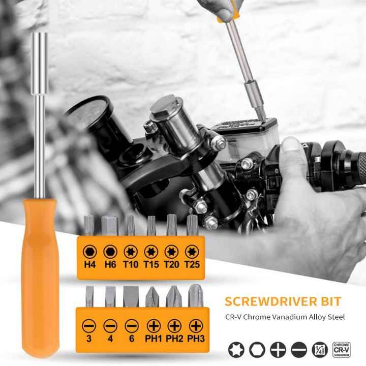 Yellow 24-Piece Household Tool Set, Complete Home Repair Kit with Tape Measure, Pliers, Screwdrivers, Hammer, and 12 Bits Set