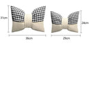 1 Pair (Headrest + Pillow) White Cute Bowtie Car Headrest Pillow and Waist Cushion Set, Stylish Houndstooth Design, Soft Neck and Back Support for Car Interior