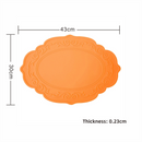 2 Pcs Orange Oval Embossed Floral Edged Silicone Placemats, Non-Slip, Heat-Resistant, Easy-to-Clean Dining Table Mats, Korean and European Style