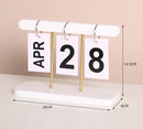 White Modern Minimalist Wooden Flip Calendar - Stylish Desktop Calendar for Home, Office, and Study Room