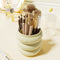 Yellow 360° Rotating Makeup Brush Holder with Clear Dome – Stylish Organizer for Vanity, Desk, and Bathroom