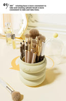 Yellow 360° Rotating Makeup Brush Holder with Clear Dome – Stylish Organizer for Vanity, Desk, and Bathroom