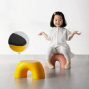 Yellow Minimalist Round Shape Footstool - Durable Anti-slip Rainbow Stool for Home, Creative Design PP+Polypropylene Material, Comfortable Shoe Bench