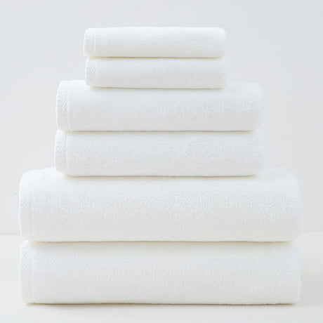 White Premium Cotton Towel Set - 6 Pieces, Soft & Absorbent Bath Towels for Adults