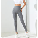 Dark Grey Size M High-Waisted Butt-Lifting Seamless Yoga Leggings for Women - Knitted Fitness Pants