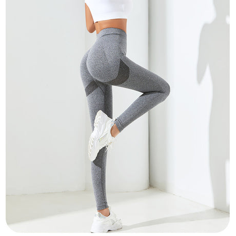 Dark Grey Size M High-Waisted Butt-Lifting Seamless Yoga Leggings for Women - Knitted Fitness Pants