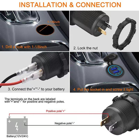 (2 PCS )45W Car USB Charger with Dual QC3.0 Fast Charging Ports - 12-24V Vehicle Power Adapter