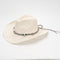 White Handmade Straw Cowboy Hat, Summer Sun Hat, Outdoor Sun Protection, Fits Head Size 58-59cm