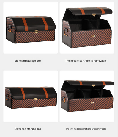 Medium Sized Sporty and Stylish Foldable Car Trunk Storage Box - Large Capacity Insertable Rear Organizer