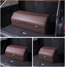 Medium Sized Brown Foldable Car Trunk Storage Box - Large Capacity Insertable Rear Organizer