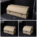 Medium Sized Beige Foldable Car Trunk Storage Box - Large Capacity Insertable Rear Organizer