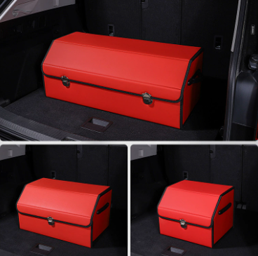 Medium Sized Red Foldable Car Trunk Storage Box - Large Capacity Insertable Rear Organizer