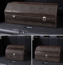 Medium Sized Crocodile Print Brown Foldable Car Trunk Storage Box - Large Capacity Insertable Rear Organizer