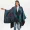 Windy Cross Black and White Elegant Autumn Winter Shawl - Artistic Split-Design Knit Cloak with Oil Painting Style