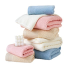 Beige Solid Color Diagonal Stripe Towel Set – Luxurious Bath and Hand Towels for Home Use