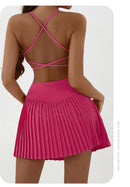 High waist Anchor Red pleated skirt | built-in shorts to prevent exposure - suitable for yoga, badminton and golf  Size XL