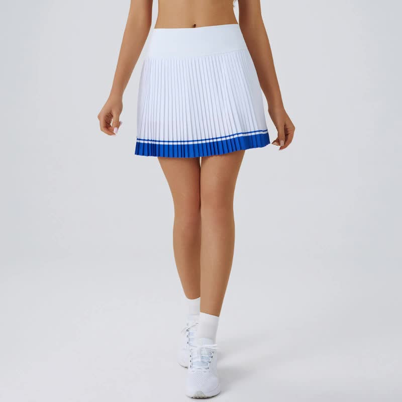 High waist Blue and White pleated skirt | built-in shorts to prevent exposure - suitable for yoga, badminton and golf  Size XS