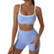 Black Sporty Yoga Set with Contrast Spaghetti Straps - Slim Fit Outdoor Fitness Wear - Size XL