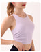 Sunset Orange Summer Elastic Running Sports Vest with Padded Bra, Sleeveless Yoga Tank Top- L Size