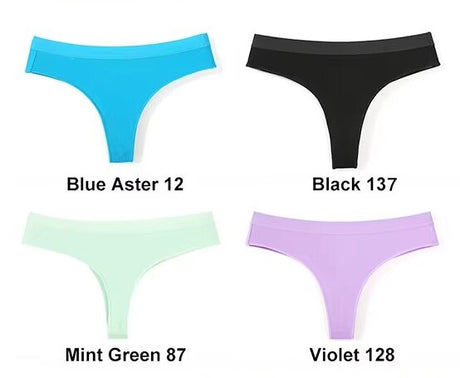 4 pcs Women's Sexy Low-Waist Cotton Thong Underwear, Size S