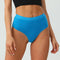 3 pcs Blue Aster High-Waisted Solid Color Cotton Comfort Plus Size Tummy Control Thong Panties for Women - Size M