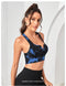 Women's Blue Tie Dye Zip-Up Sports Bra | Shockproof, Push-Up Size S