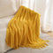 Yellow Premium Woven Knitted Throw Blanket with Tassels | Soft, Cozy Sofa & Bed Blanket, Perfect for Office or Afternoon Naps 130x220cm