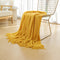 Yellow Premium Woven Knitted Throw Blanket with Tassels | Soft, Cozy Sofa & Bed Blanket, Perfect for Office or Afternoon Naps 130x260cm