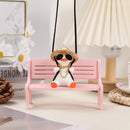 White+Orange 2 pcs Rocking Duck Car Ornament - Cute duck figurine with hat and small school bag, car interior decoration