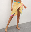 Yellow Summer Sun Protection Sarong - Women's Beach Cover-Up with Tassels 68x163cm