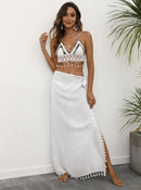 White Lightweight Tassel Sarong - Sexy Beach Skirt Cover-Up 104x86cm