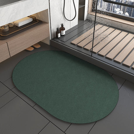 2 pcs Oval dark green Quick-Dry Absorbent Non-Slip Bath Rug for Bathroom, Kitchen & Entryway 40x60cm