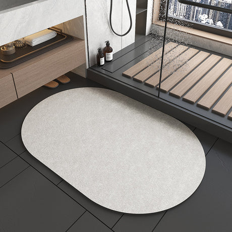 Oval dark Beige Quick-Dry Absorbent Non-Slip Bath Rug for Bathroom, Kitchen & Entryway 45x70cm