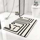 2 pcs Black and white stripes Quick-Dry Absorbent Non-Slip Bath Rug for Bathroom, Kitchen & Entryway 40x60cm