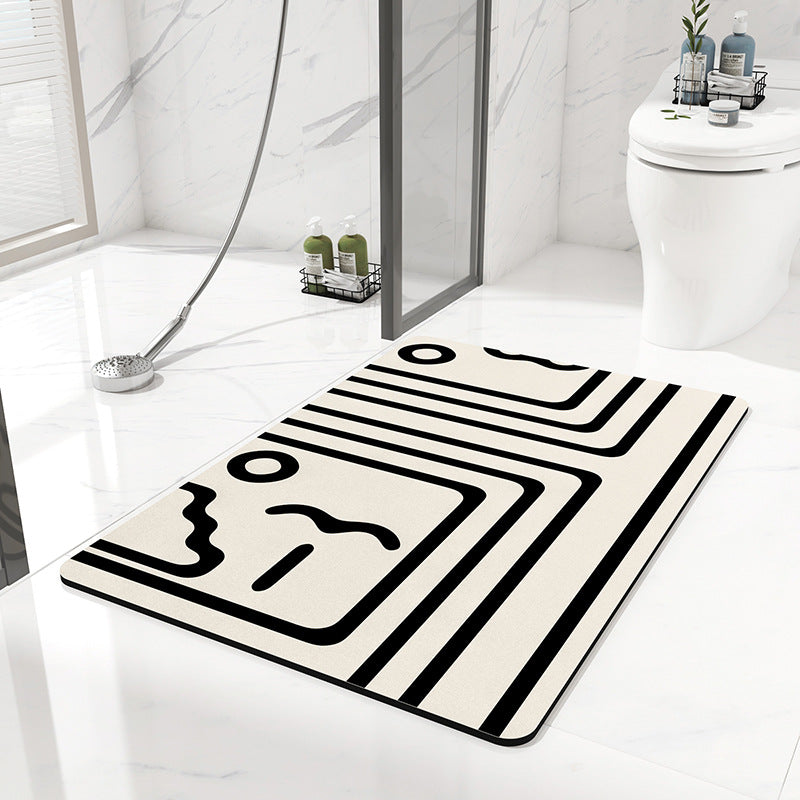 2 pcs Black and white stripes Quick-Dry Absorbent Non-Slip Bath Rug for Bathroom, Kitchen & Entryway 40x60cm