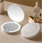 White Portable LED Makeup Mirror with Tricolor Lights - Rechargeable Folding Travel Mirror