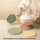 Six-color set of 6 Premium Silicone Round Heat-Resistant Pad - 20cm Durable Kitchen Pot Mat with Anti-Slip Design(With tripod)