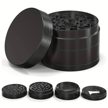 Grey Premium 4-Layer Zinc Alloy Herb Grinder - Magnetic Lid & Fine Grinding, 63mm, 162g