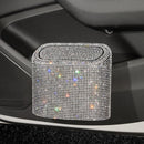 White Diamond Sparkly Rhinestone Car Trash Can - Diamond Auto Garbage Bin Organizer