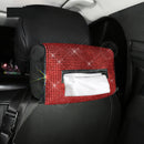 Red Diamond Bling Rhinestone Car Tissue Box Holder - Applies to Visor & Seat Back