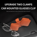 2 Pcs Black Car Sun Visor Glasses Holder Clip with Dual Magnetic Clamps - PU Leather, Anti-Slip, and Multi-Functional Storage