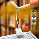 White Rechargeable Dual-Head Clip-On Book Light - Touch Control Reading Lamp with Eye Protection