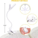 White Rechargeable Dual-Head Clip-On Book Light - Touch Control Reading Lamp with Eye Protection