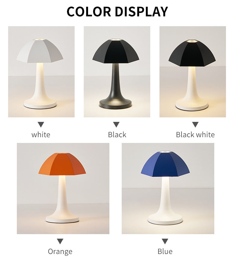 White Nordic Umbrella Mushroom Table Lamp - Dimmable Ambient Light