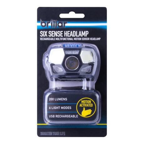 Brillar Sixth Sense - 200 Lumen 6 Mode Rechargeable Headlamp