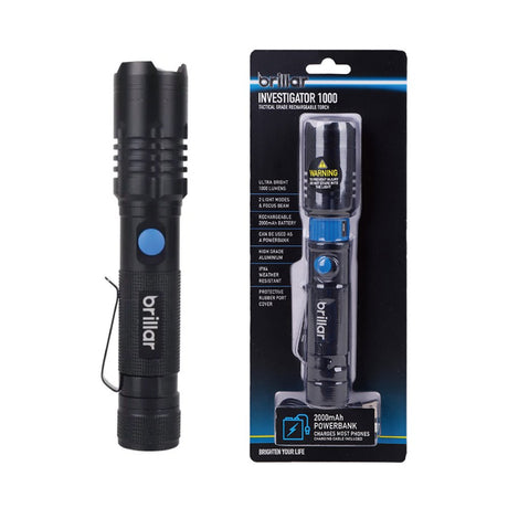 Brillar Investigator 1000 Lumens Rechargeable USB Flashlight