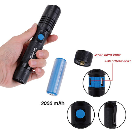 Brillar Investigator 1000 Lumens Rechargeable USB Flashlight