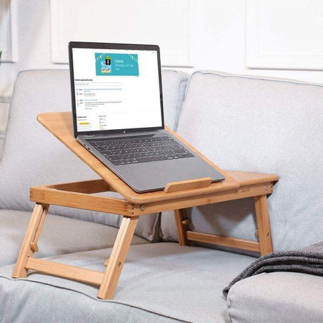 Foldable and Adjustable Bamboo Laptop Table, Bed Tray