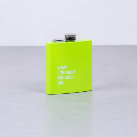 175ml Stainless Steel Hip Flask w Funny Quotes-Green