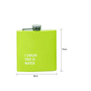 175ml Stainless Steel Hip Flask w Funny Quotes-Green